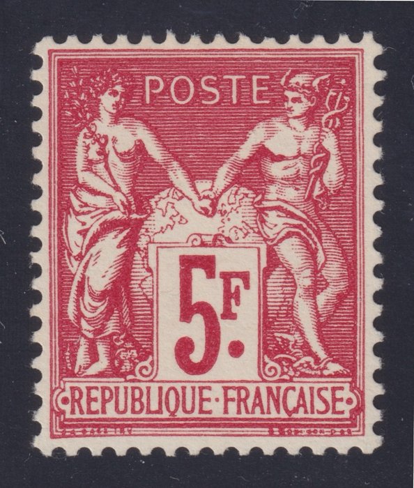 France 1925 - Type Sage N° 216, 5f rouge, Neuf** signé Calves. Superbe timbre - Yvert