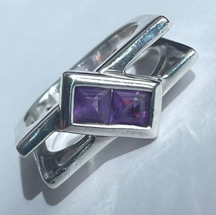 没有保留价 - 戒指 银, 复古紫水晶纯银戒指 