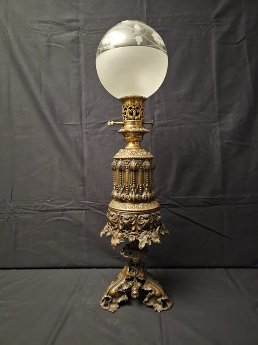 Öllampe - Bronze, Glas, Messing