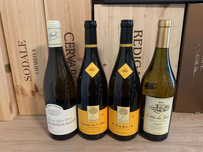 2020 Bourgogne Aligote, Domaine Chevrot & 2020 Chablis 1er Cru Troesmes, Pommier & 2020 Chablis, - Burgund, Jura - 4 Flaschen (0,75 l)
