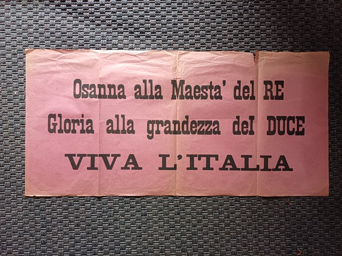 Italia - Medalie - Manifesto di propaganda fascista viva il re viva il duce viva l'Italia - 1922