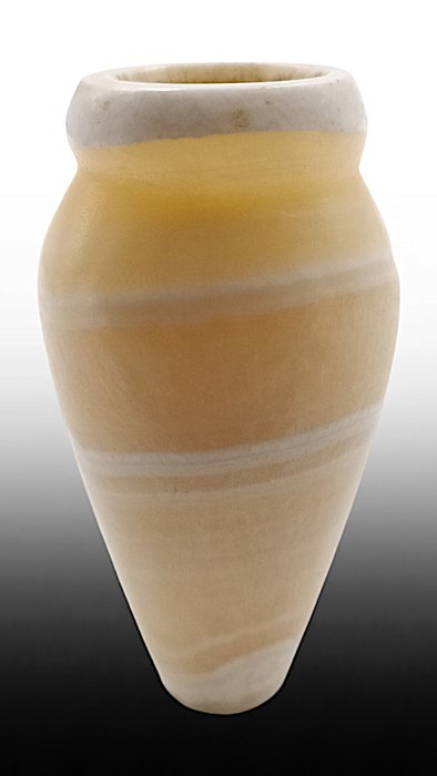 古埃及，新王国 雪花石膏 Alabastron - 10.5 cm