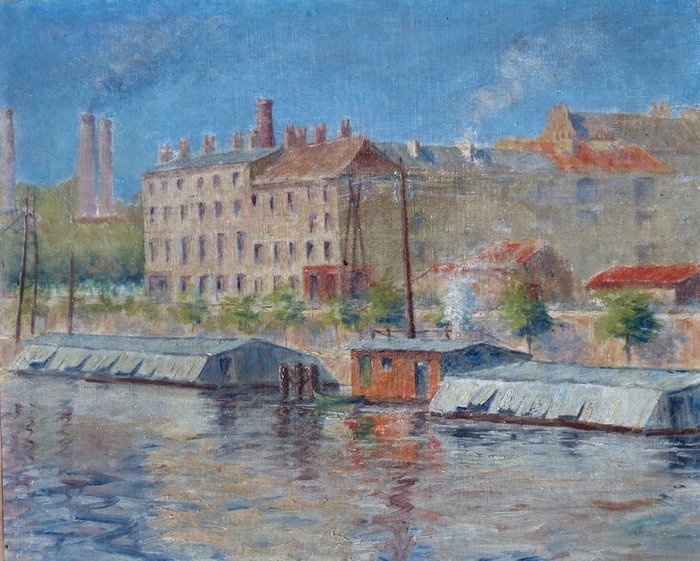 Ecole impressionniste  vers 1890 - Les bateaux lavoirs