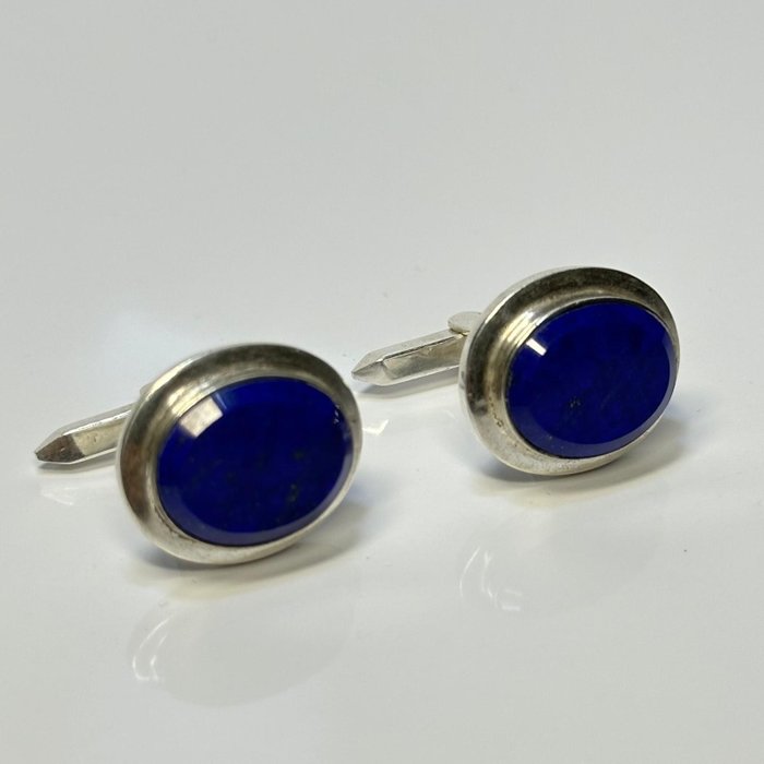 No Reserve Price - Cufflinks Silver, Lapis lazuli 