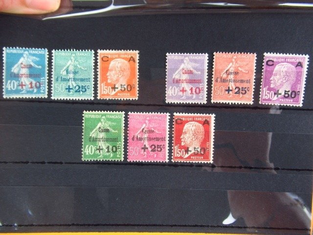 Frankreich 1927/1929 - 3 Komplette Serie sinkender Boxen - Yvert n°246/248, 249/251 et 253/255