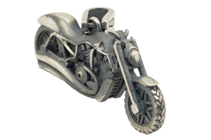Oxidized Silver Motorcycle - Silver - Pendant