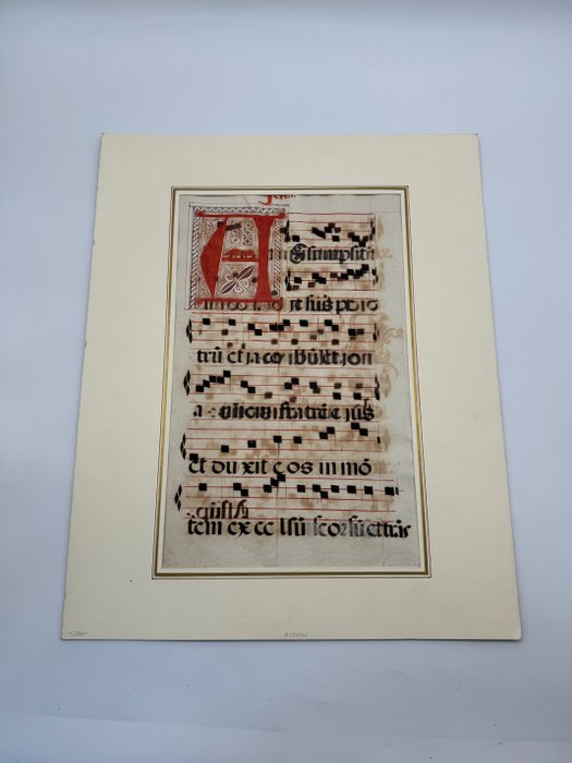 Script - Unknown - Antiphonary - 17th Century Manuscripted by hand on vellum Initial A - 1600