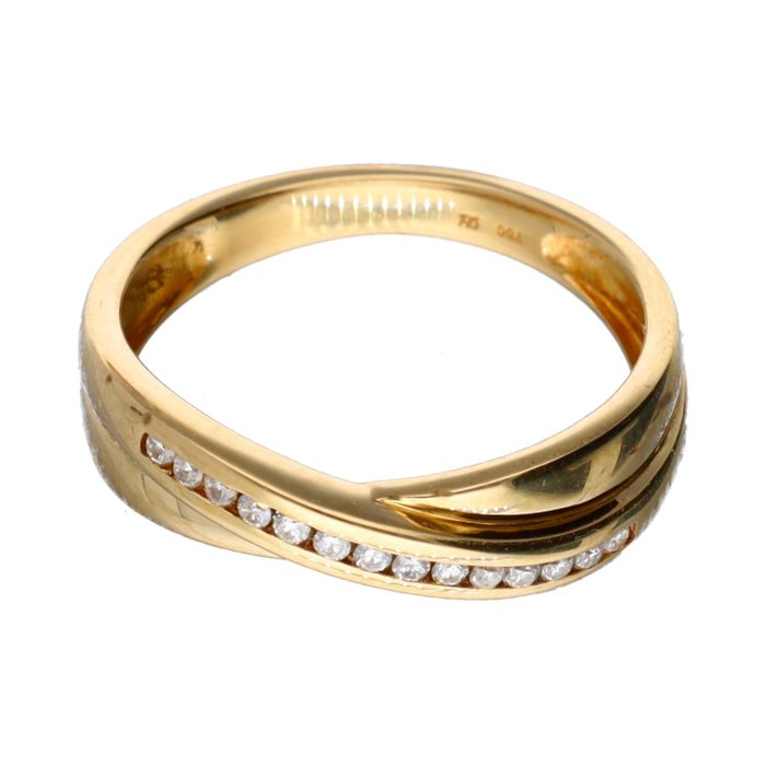 戒指 - 18K包金 黄金 -  0.02 tw. 钻石  (天然色彩的) 