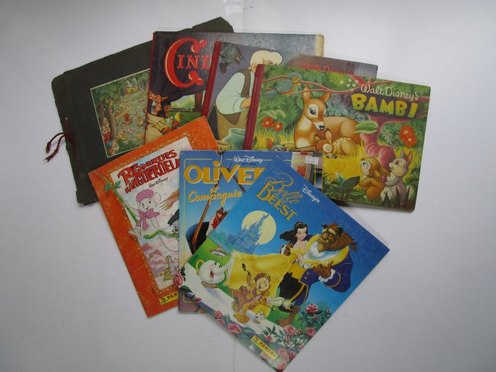 Walt Disney - 7x Complete Plaatjes albums - Sneeuwwitje + Pinocchio + Bambi + Assepoester en meer - 1950