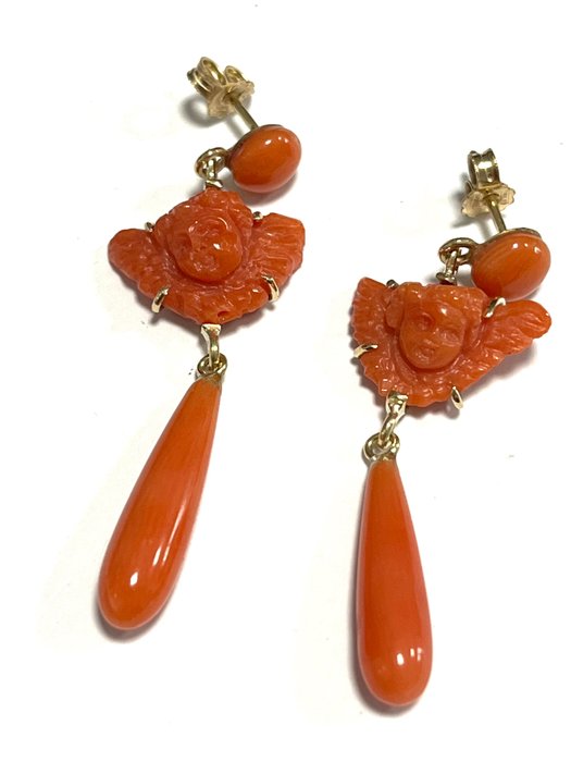 No Reserve Price - Earrings Rose gold Coral 