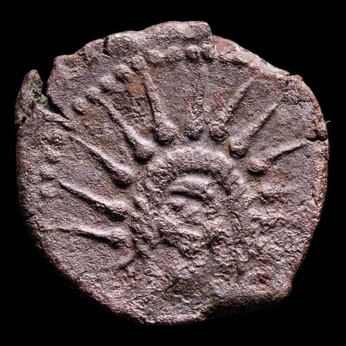 Spagna romana, Malaca (Málaga). As from between 150-80 B.C. Vulcano head / God Helios  (Senza Prezzo di Riserva)