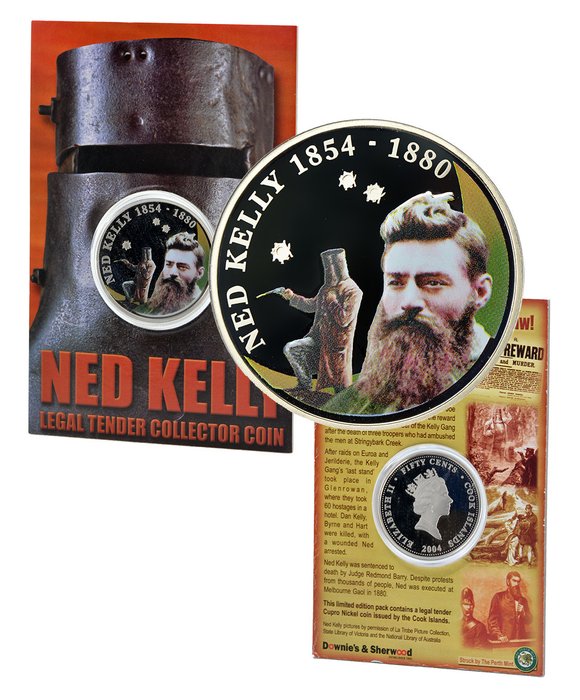 Cook Islands. 50 Cent 2004 'Australian most famous outlaw - Ned Kelly', Proof  (No Reserve Price)