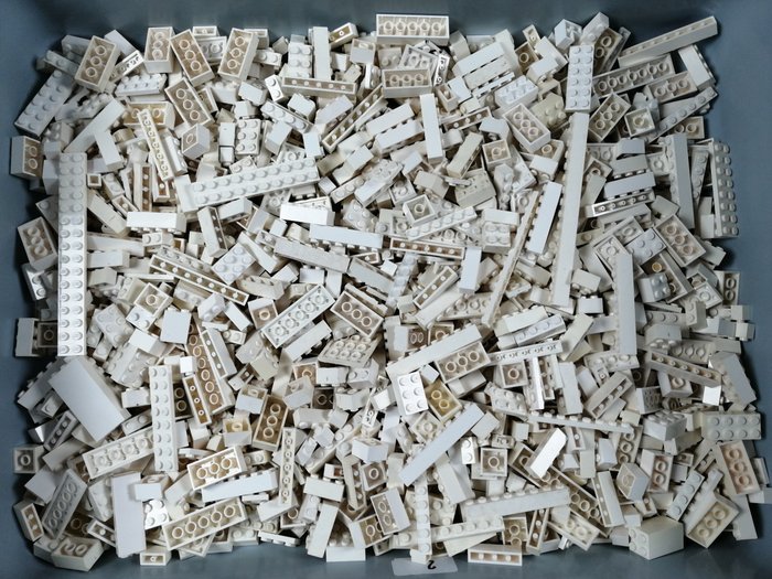 Lego - geen serie - Partij van 1000 witte bouwstenen - 1980-1990