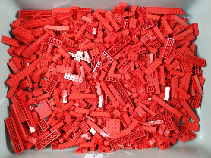 Lego - geen serie - Partij van 1000 rode bouwstenen - 1990-2000