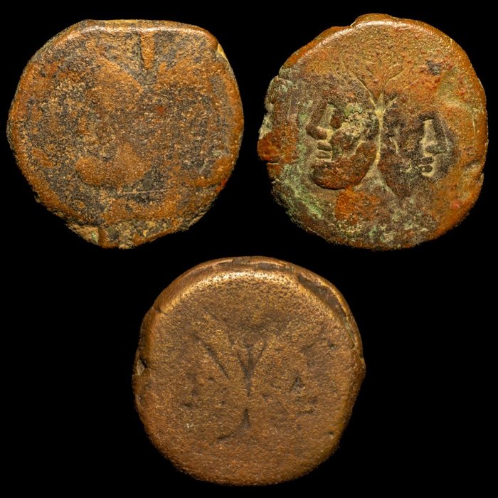羅馬共和國. Lote de 3 Ases Æ Roma, después de 211 a.C.  (沒有保留價)