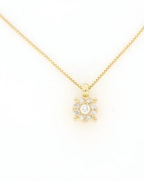 Ohne Mindestpreis - Halskette mit Anhänger Gelbgold -  0.11 tw. Diamant 