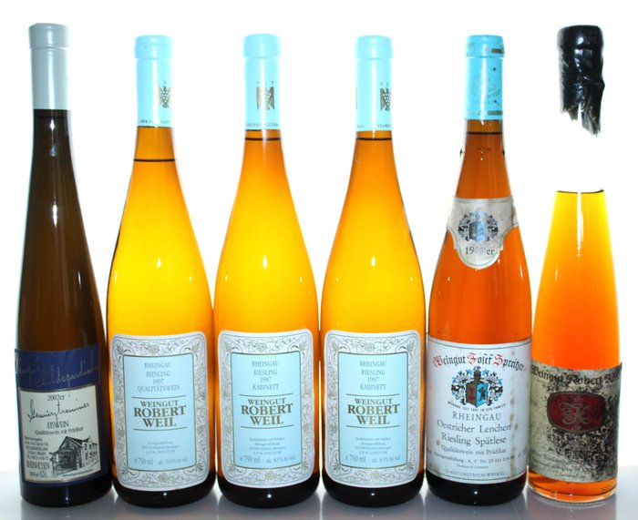 1989 - 2002 Robert Weil, Josef Spreitzer, Robert König, Hildegardishof: Eiswein + Spätlese + Kabinett - 莱茵黑森, 萊茵高 - 6 Bottles (0.75L)