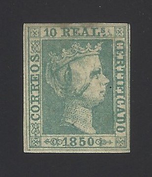 Spania 1850 - 10 Reales Isabel II cu părere - Edifil nº 5