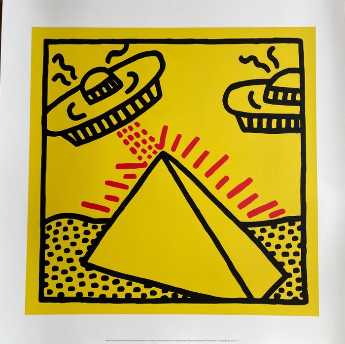 Keith Haring (after) - (1958-1990), Untitled, 1984, (pyramid with UFOs), copyright Keith Haring Foundation, Licensed by