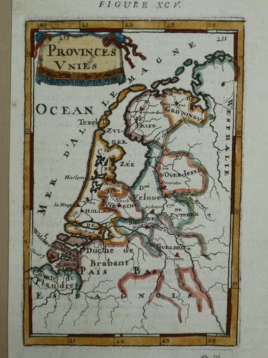 Olanda, Hartă - VII Provinciile; A.M. Mallet - Provinces Unies - 1683