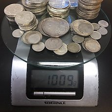 Wereld. 1kg zilveren munten bruto  (Zonder Minimumprijs)