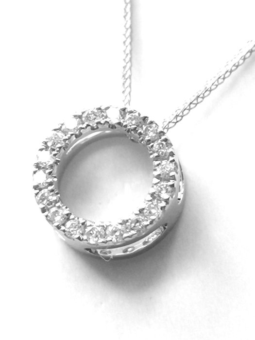Sin Precio de Reserva - Collar con colgante Oro blanco -  0.09 tw. Diamante  (Natural) 