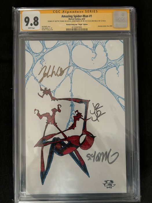 Amazing Spider-Man 1 - Signed by Young, Romita, Wells - 1 Signed graded comic - Første udgave - 2022 - CGC 9.8