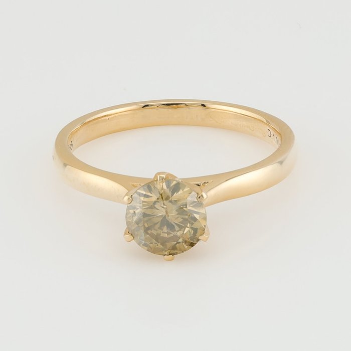 [IGI Certified] - (Diamond) 1.00 Cts  (1) Pcs - 14 K Ouro amarelo - Anel