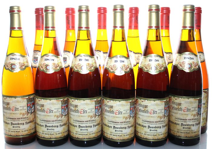 1982 + 1985 Weingut Eser: Oestricher Doosberg Riesling Spätlese + Kabinett - Ρέινγκο - 12 Bottles (0.7L)
