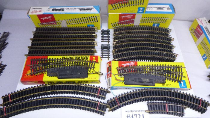 Fleischmann H0 - Binari di modellini di treni (60) - Binario in ottone con interruttori elettrici, testato - #4721