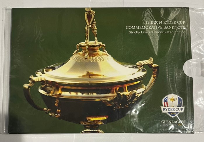 Skottland. - 5 Pounds 2014 - Ryder Cup - commemorative issue - Pick 369 - in official folder  (Utan reservationspris)