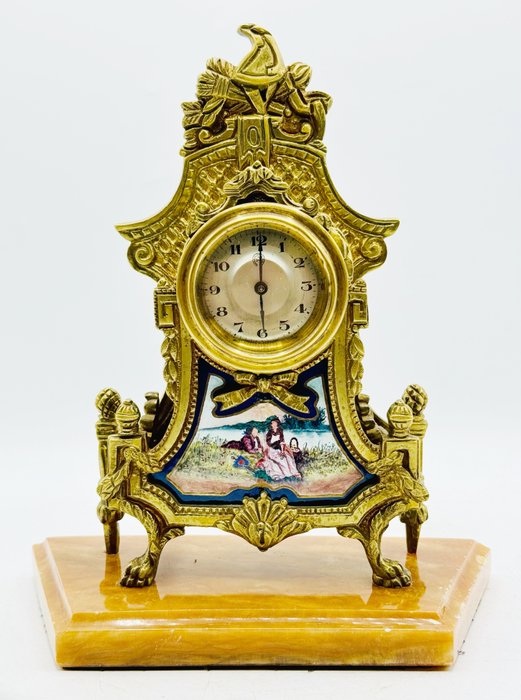 Relógio despertador - Johannes Schlenker -   Bronze, Esmalte - 1910-1920