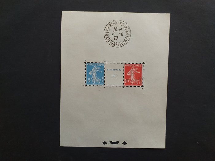 Ranska 1927/1927 - strasbourg Expo lohko obl. näyttelystä ilman postimerkkejä kumilla xx arvo 2000 € - yvert 2023