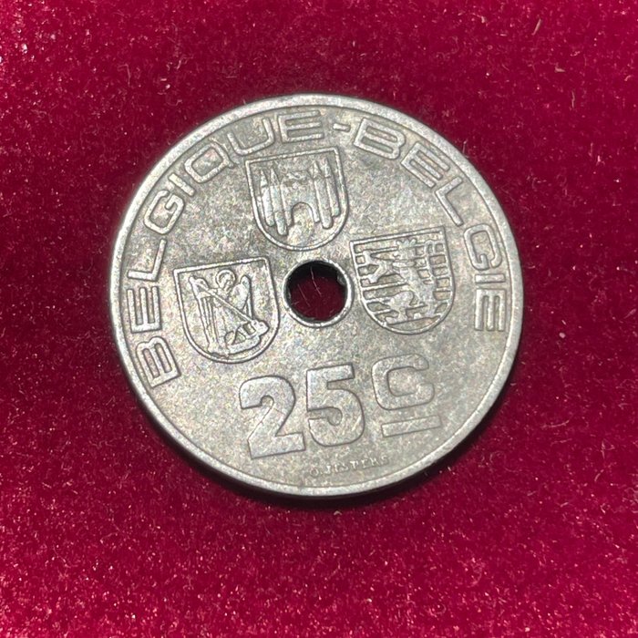 比利時. Leopold III (1934-1951). 25 Cents 1939 Frappe médaille  (沒有保留價)