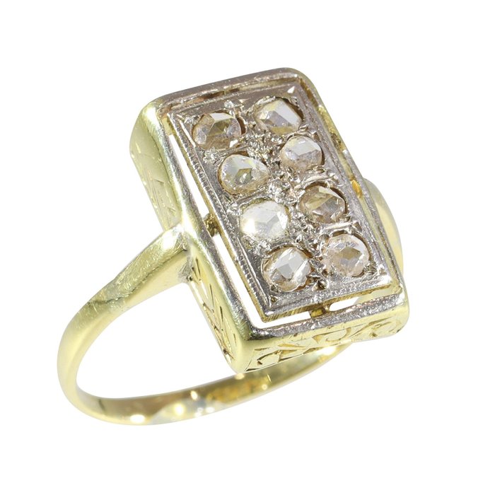 Senza Prezzo di Riserva - Vintage 1930's Art Deco - Anello - 18 carati Oro giallo Diamante 