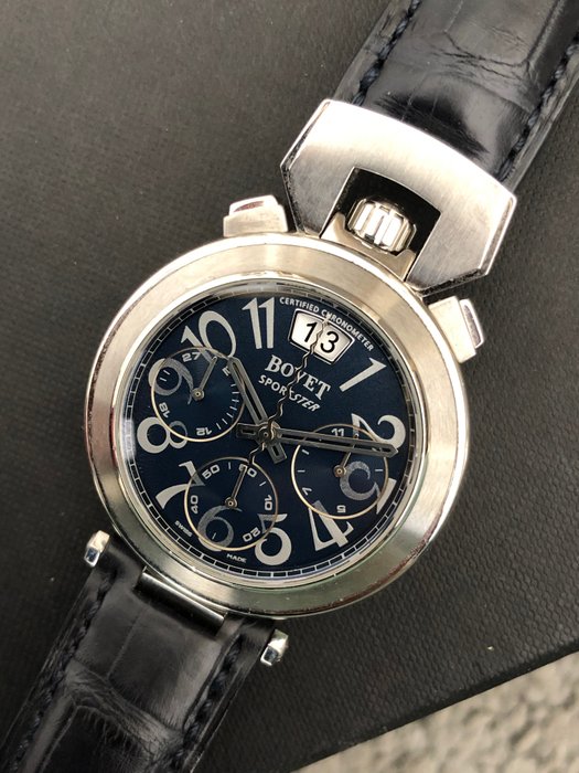 Bovet - Sportster 40mm Blue grey arabic numerals with box. - 男士 - 1990-1999