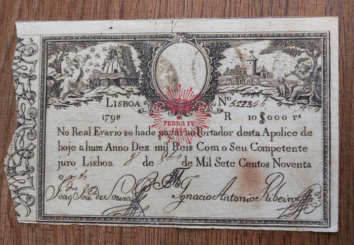 Portugal. - 10000 Reis 1826 (old date 1798) - Pick 28b  (No Reserve Price)