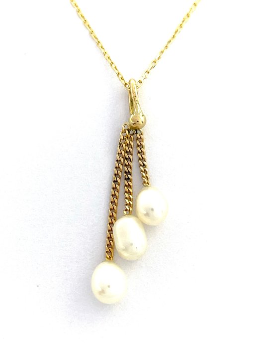 Utan reservationspris - Perles - Halsband med hänge Gult guld 