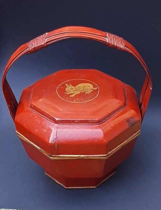 中式婚籃紅漆 - 竹 - 中國 - 20世紀初