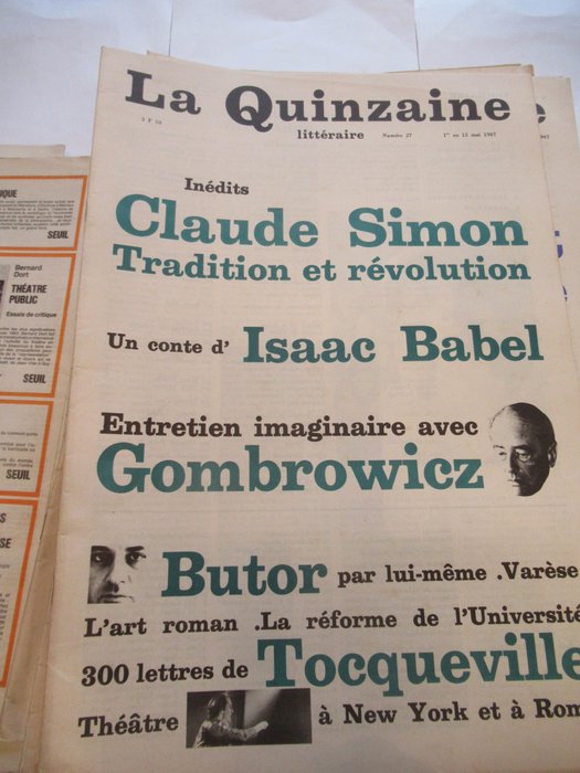 Francois Erval et Maurice Nadeau - La Quinzaine littéraire [81 numeros entre le 1 et le 113] - 1966