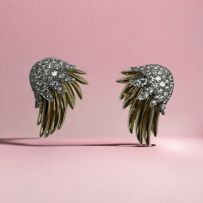 Tiffany & Co. - 耳環 鉑金, 黃金 鉆石 