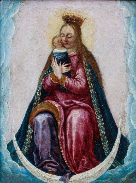 Scuola europea (XVII) - Madonna con Bambino in fasce