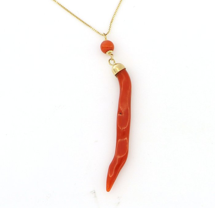 No Reserve Price - Necklace - 18 kt. Yellow gold Coral 
