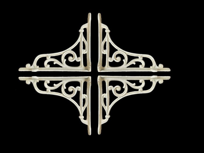 Ozdobny ornament (4) - Set van 4 gietijzeren muursteunen | Muurbeugels | Plankendragers - Europa 