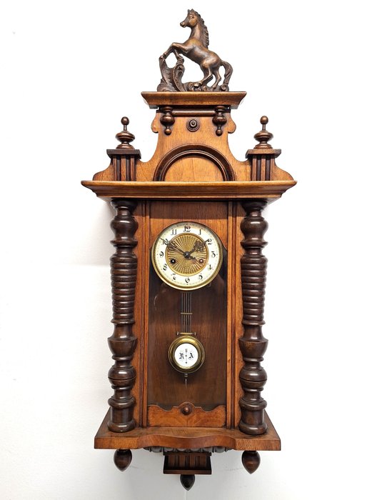 標準鐘, 馬鐘 - Gustav Becker -   木材, 桃花心木, 木材, 椴木, 玻璃, 黃銅 - 1890-1910