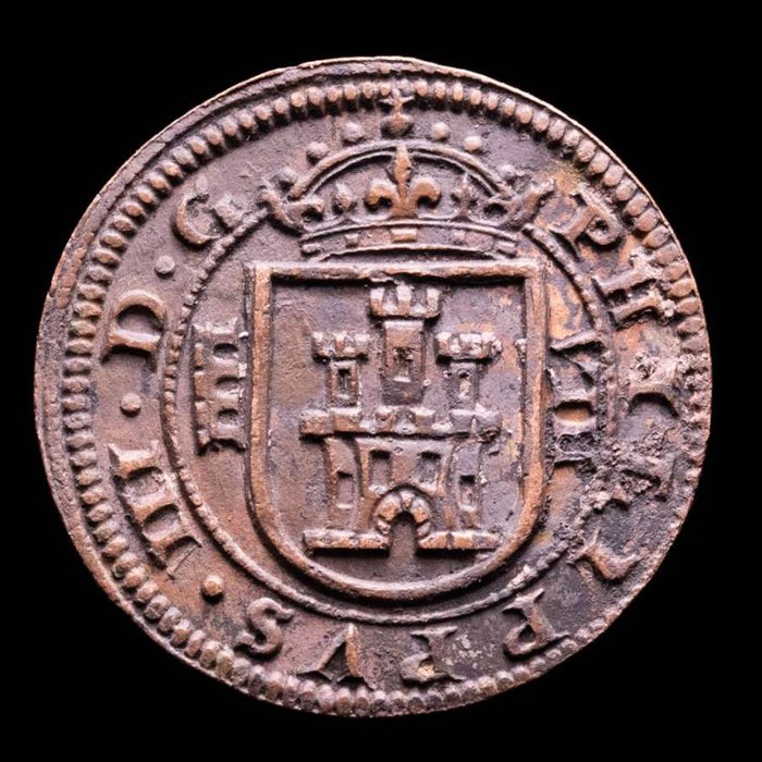 Spanien. Felipe III (1598-1621). 8 Maravedís Acuñada en Segovia en 1818  (Utan reservationspris)