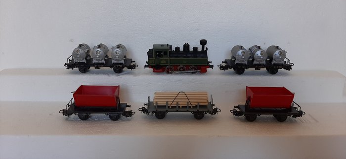 Märklin, Antex H0 - 3087/4614 - Modellbahnlokomotive (6) - Tenderlokomotive mit 5 Güterwagen - KLVM