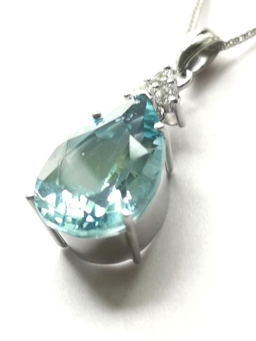 No Reserve Price - Necklace with pendant White gold -  3.41 tw. Topaz 