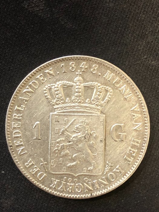 Nederland. Willem II (1840-1849). 1 Gulden 1848  (Ingen reservasjonspris)