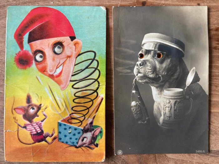 Fantasie, Augen- und Quietschkarten - Postkarte (50) - 1920-1980